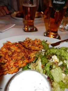 vegetable pancake and avocado salad to die for, and Czech beer, of course