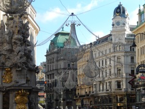 building detail, and Christmas decor, on the Graben